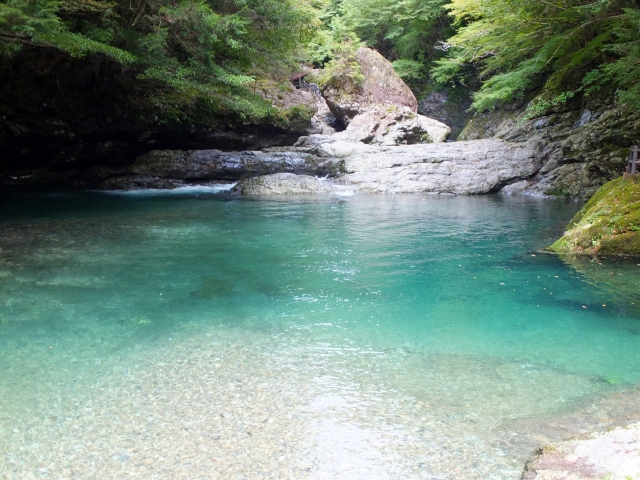 〔写真：みたらい渓谷 川遊び〕